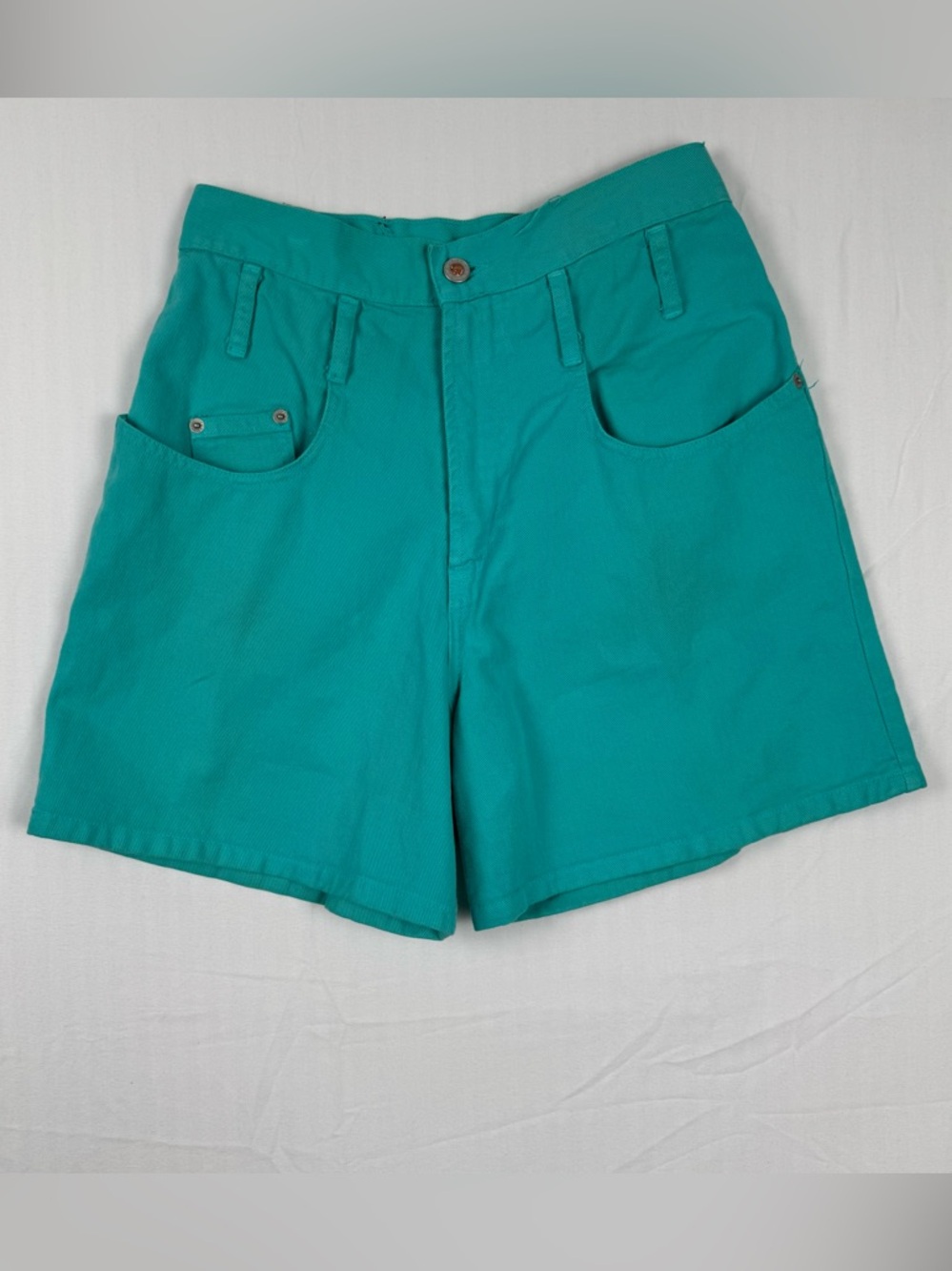 Vintage Steel Jeans Shorts Teal High Rise Womens 28” Waist USA Y2K Mom Shorts